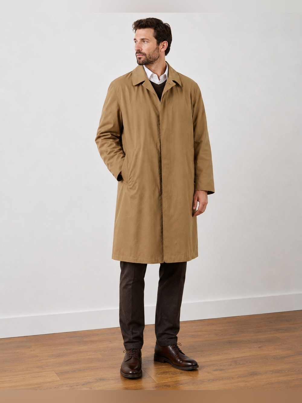 London Fog Heritage Trench Coat Mens 48L Tan Zip Out Liner Long Raincoat